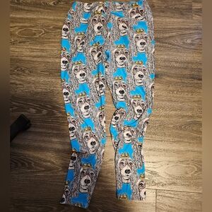 T/C Blue Leggings with Dog and Crown Print